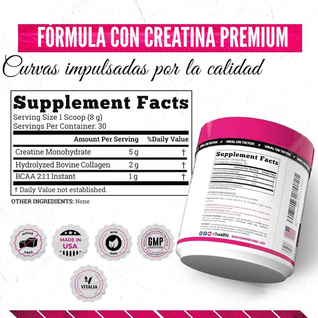 Creatina Monohidratada + BCAA + Colágeno - PARA MUJERES 240 g