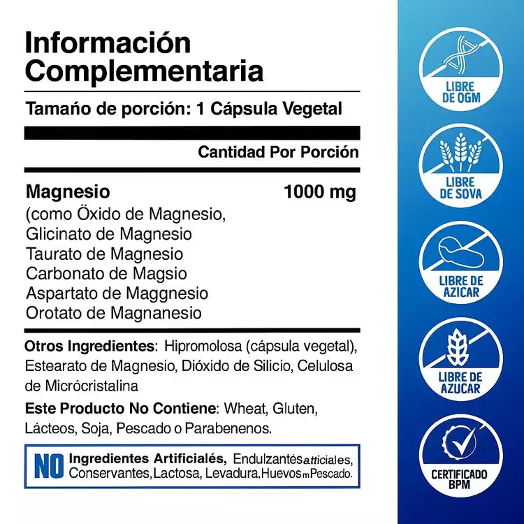 Toplux™ COMPLEJO DE MAGNESIO 8 en 1 - 90 CAPSULAS