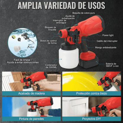 Pistola de Pintura Inalámbrica Portátil ROJO