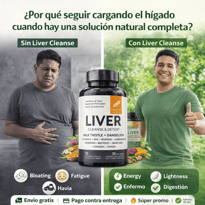 Liver Cleanse Detox™ - 70 cápsulas - Adiós al Cansancio, la Hinchazón