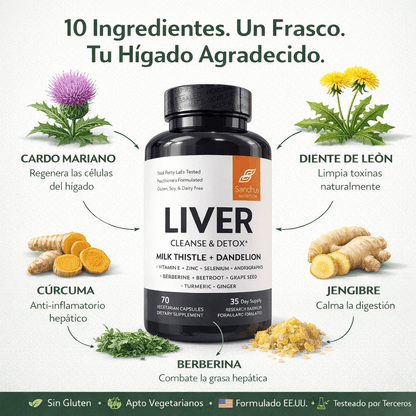 Liver Cleanse Detox™ - 70 cápsulas - Adiós al Cansancio, la Hinchazón