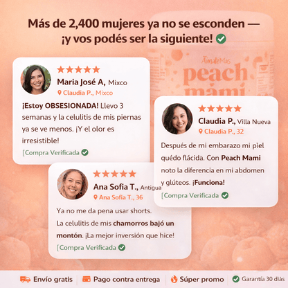 Peach Mami™ — La Crema que Reafirma, Elimina la Celulitis