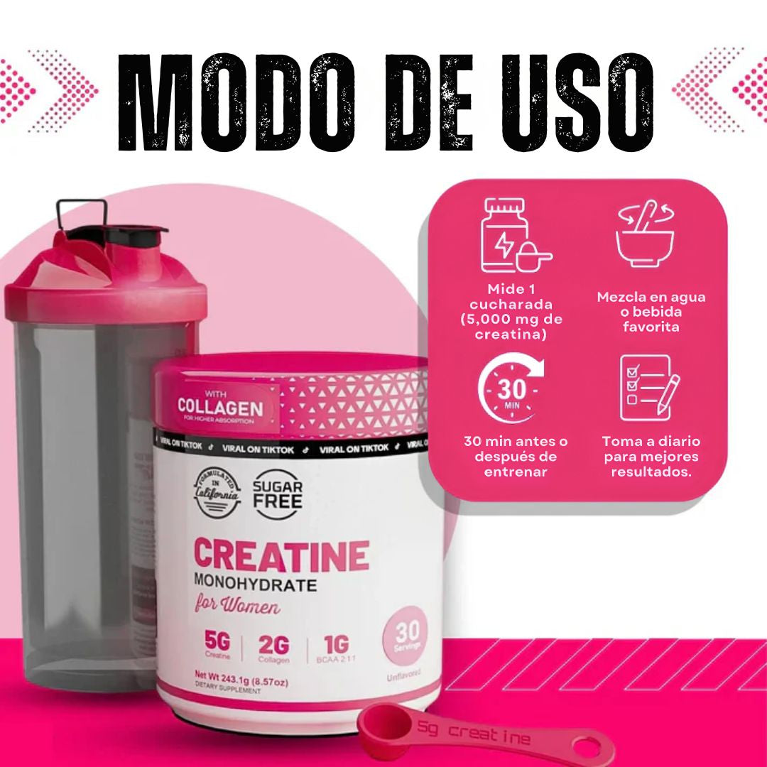 Creatina Monohidratada + BCAA + Colágeno - PARA MUJERES  240 g