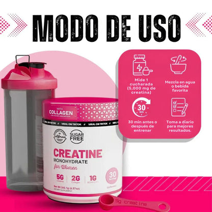 Creatina Monohidratada + BCAA + Colágeno - PARA MUJERES  240 g