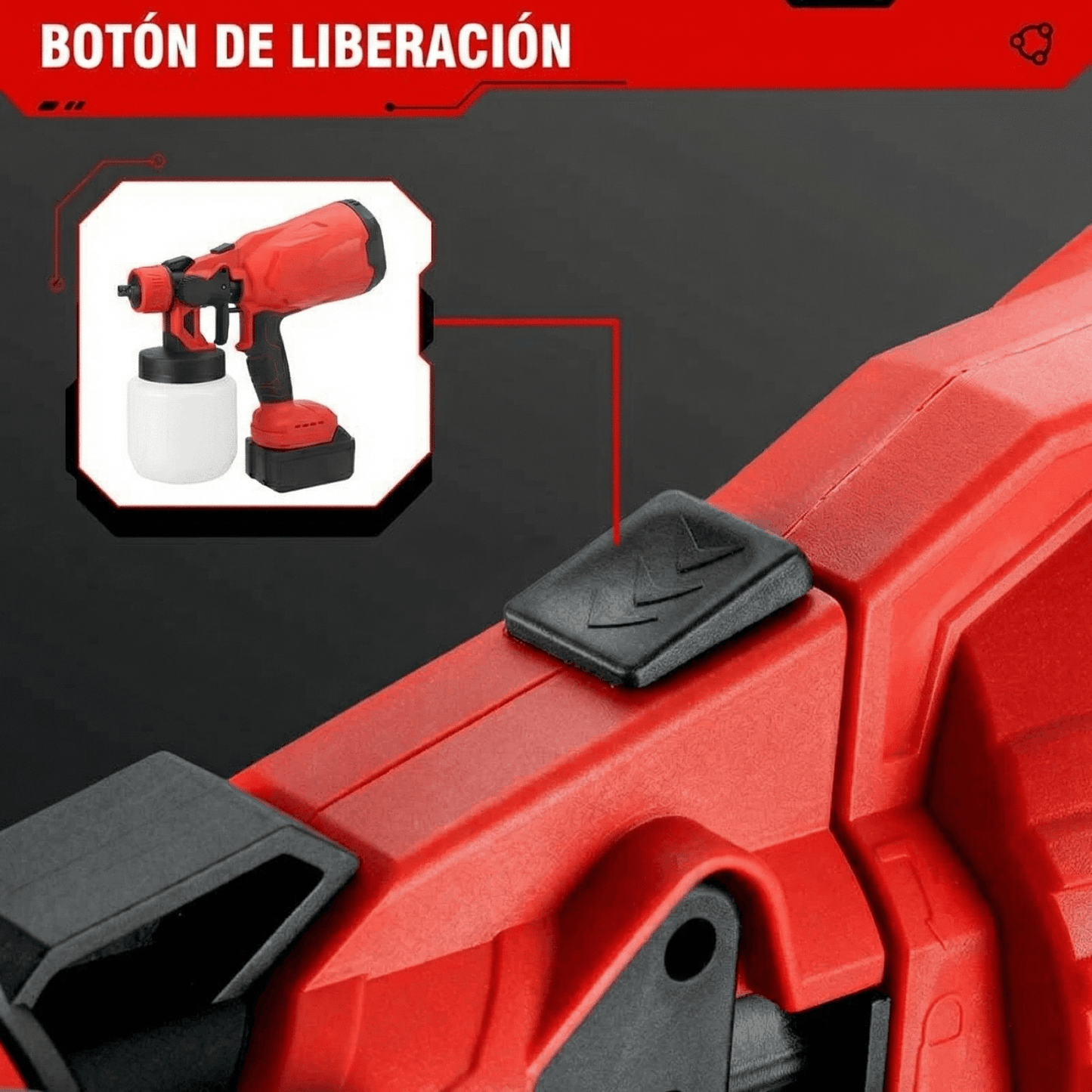 Pistola de Pintura Inalámbrica Portátil ROJO