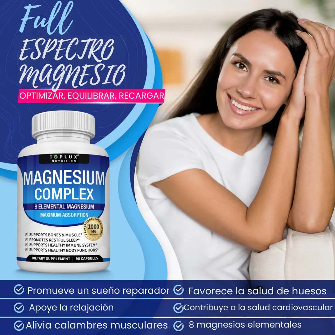 Toplux™ COMPLEJO DE MAGNESIO 8 en 1 - 90 CAPSULAS