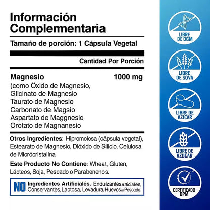 Toplux™ COMPLEJO DE MAGNESIO 8 en 1 - 90 CAPSULAS