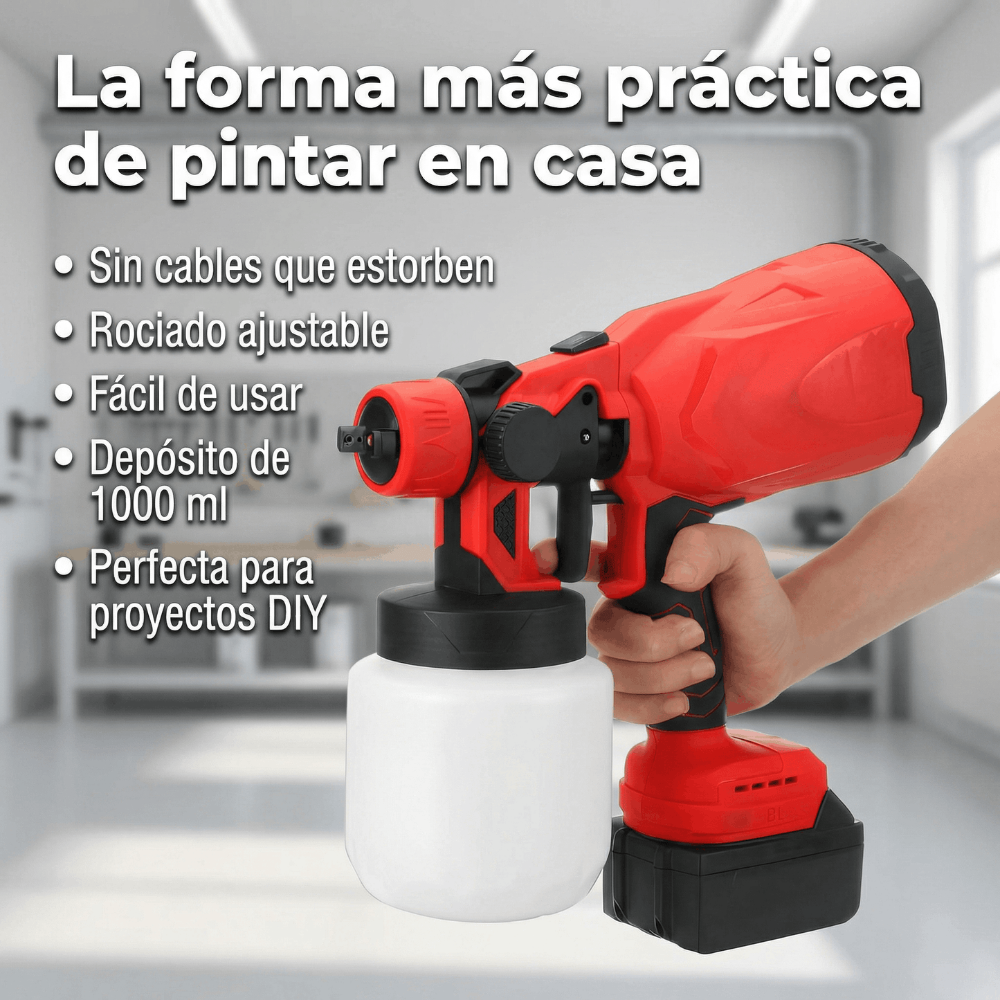 Pistola de Pintura Inalámbrica Portátil ROJO