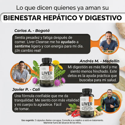 Liver Cleanse Detox™ - 70 cápsulas - Adiós al Cansancio, la Hinchazón
